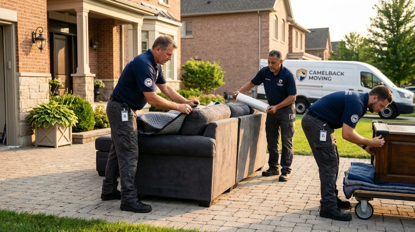 Large estate moving crew wrapping furniture in Kingfisher, OK