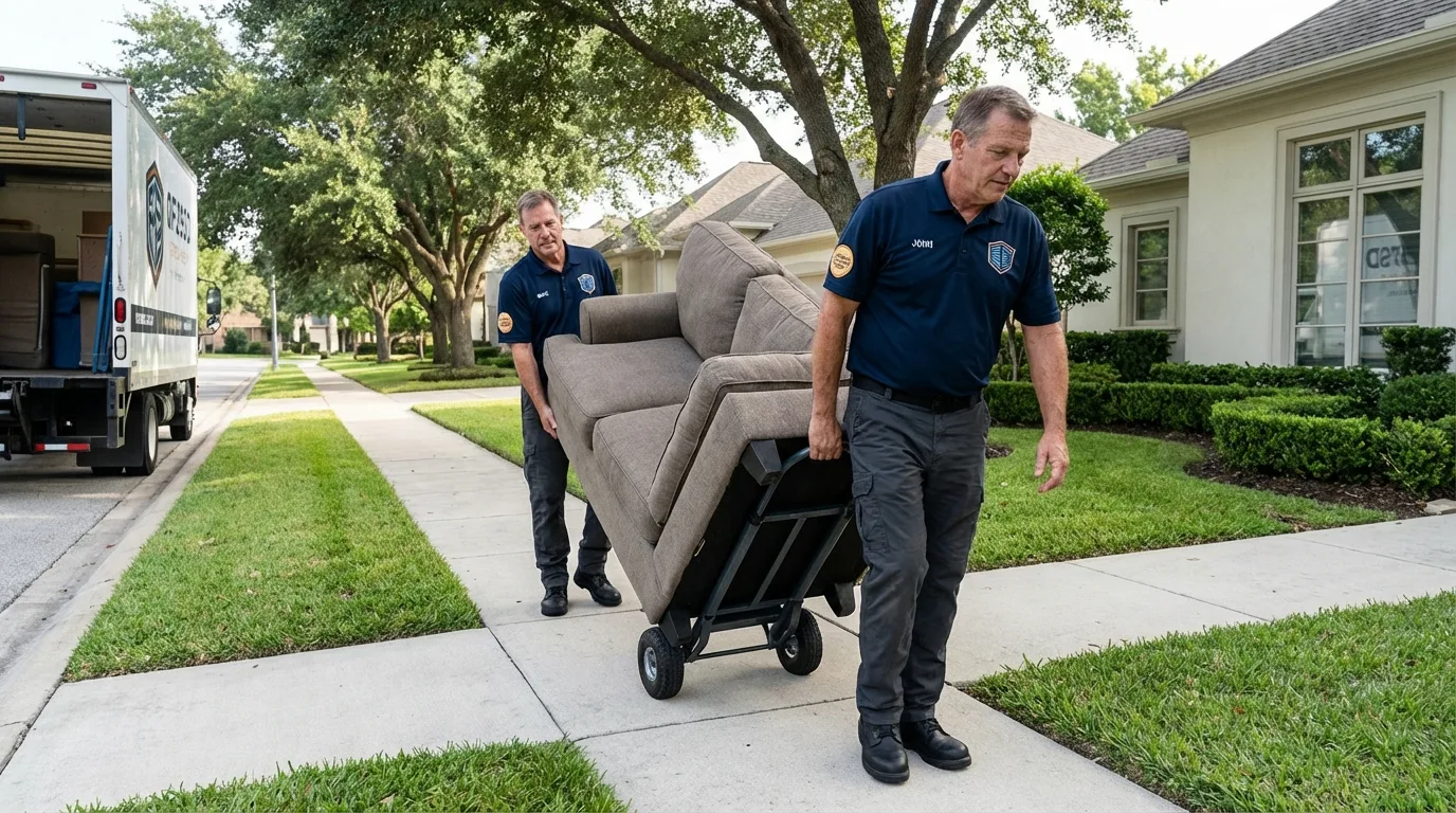 Local residential moving crew loading furniture in Kingfisher, OK